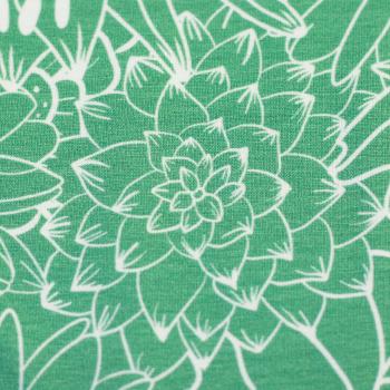 Preview: Baumwolljersey Primavera Blüten Weiß auf Grün by Bienvenido Colorido von Swafing